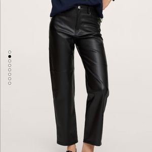 MNGO Leather Effect Straight Leg Trouser